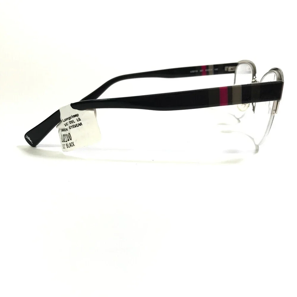 Longchamp Eyeglasses Frames LO2110 001 Black Round Half Rim 53-17-140